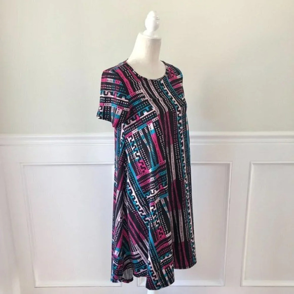 Lularoe Graphic Print Swing Dress XS Short Sleeve - Picture 4 of 6